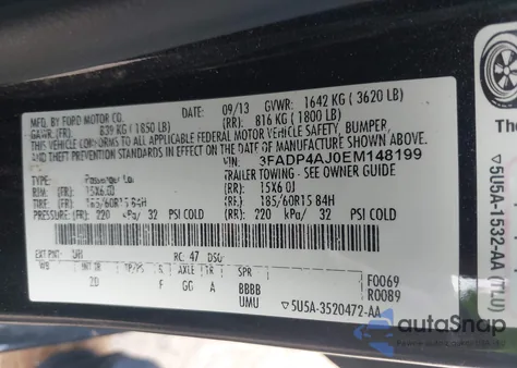 2014 Ford Fiesta S z USA, uszkodzony, nr VIN 3FADP4AJ0EM148199